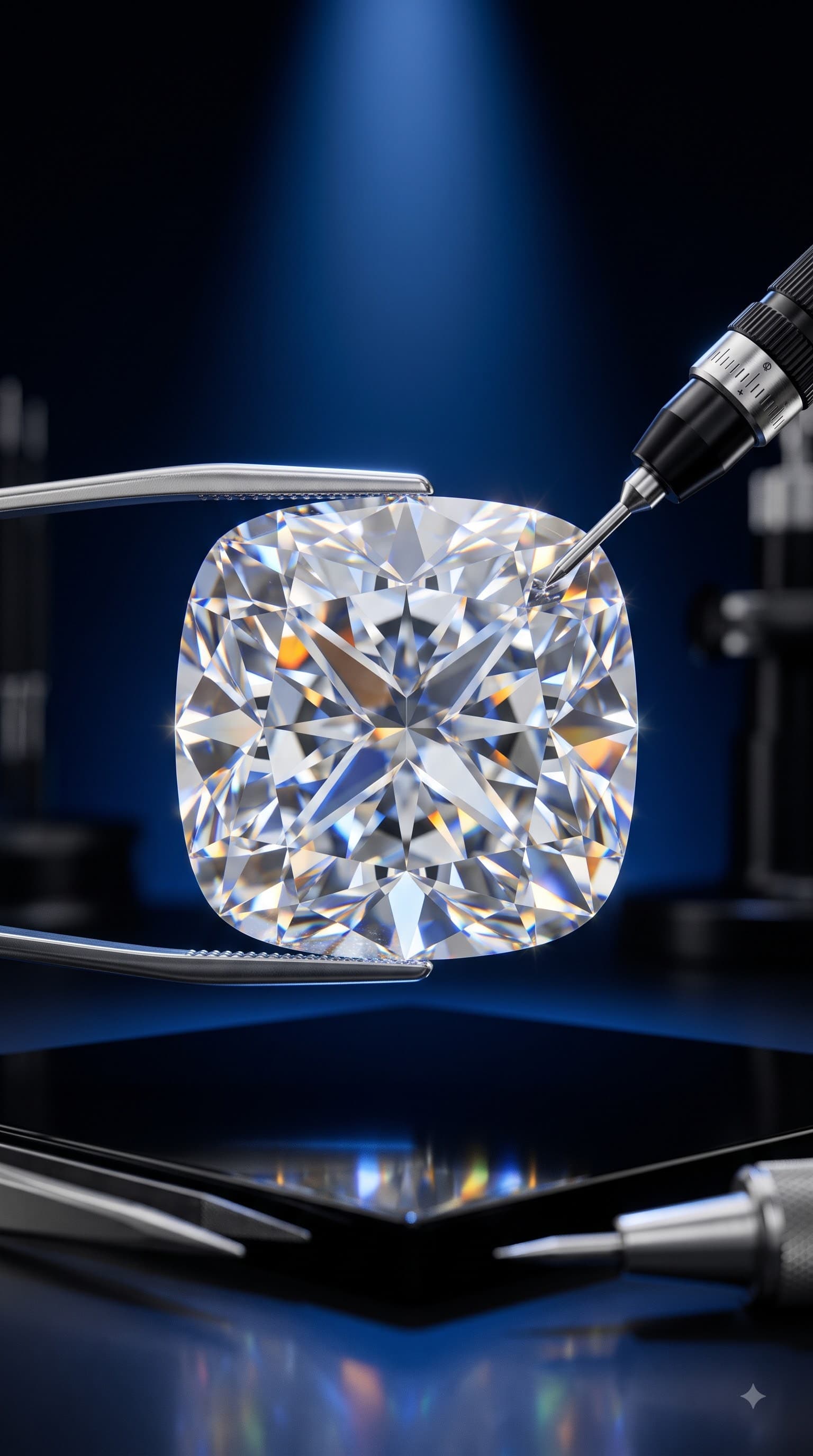 Blue diamond pendant on a suede display